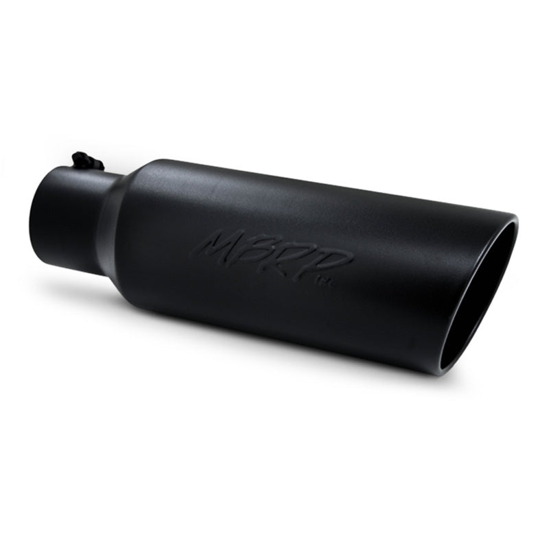 MBRP Universal 6-inch OD Rolled End Exhaust Tip - Black Coated Stainless Steel, Part Number T5130BLK