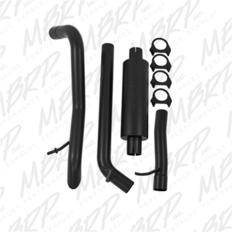 MBRP Armor BLK Series Cat Back Exhaust System for 2007-2011 Jeep Wrangler 3.8L V6 - Black Coated, Off-Road Tailpipe