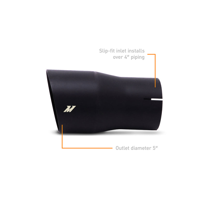 Mishimoto Clamp-On Single Wall Exhaust Tip 5-inch Outlet - Black