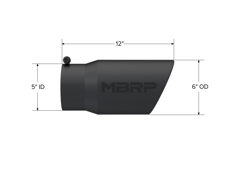 MBRP Universal 6-inch Black Exhaust Tip with Angled Rolled End, Part T5075BLK