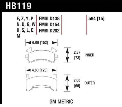 Hawk 1978-1979 Buick Century Custom HPS 5.0 Front Brake Pads