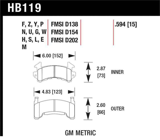 Hawk 1978-1979 Buick Century Custom HPS 5.0 Front Brake Pads