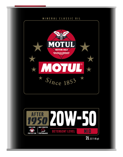 Motul 20W50 Classic Performance Engine Oil - 10x2L | Suitable for Vintage Cars from 1950-1970