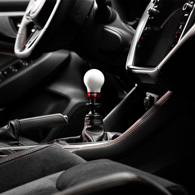 COBB Subaru 6-Speed Weighted Shift Knob - White with Red and Black Collars