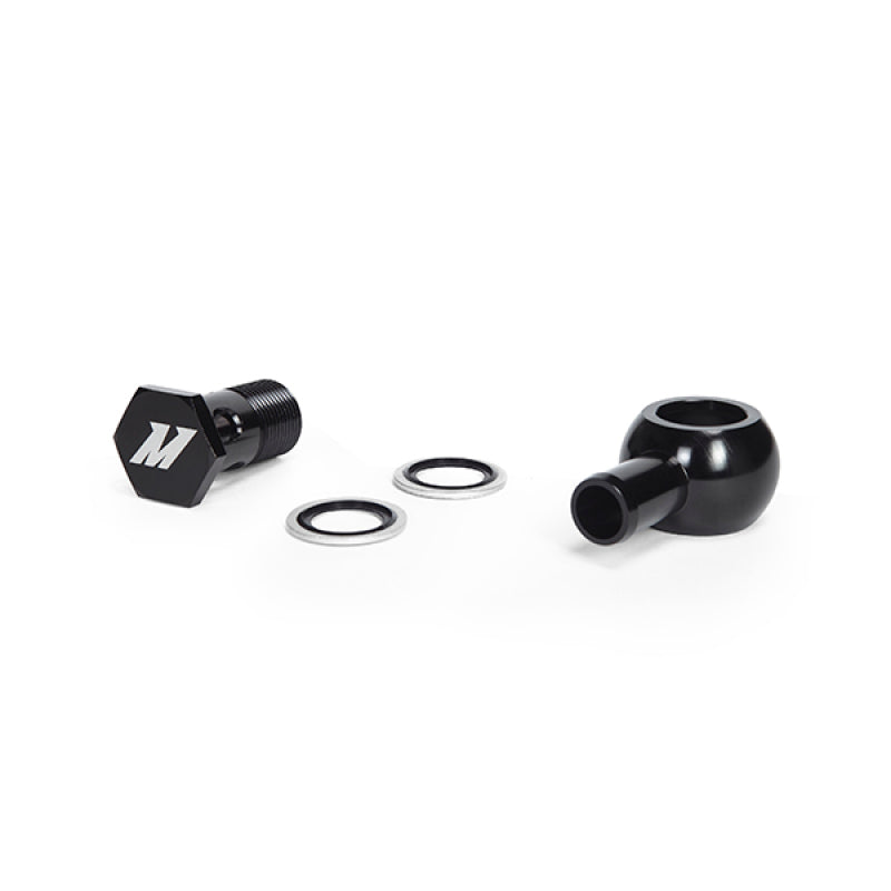 Mishimoto M20 x 5/8 inch Straight Black Banjo Fitting with Bolt – Durable Aluminum Automotive Component
