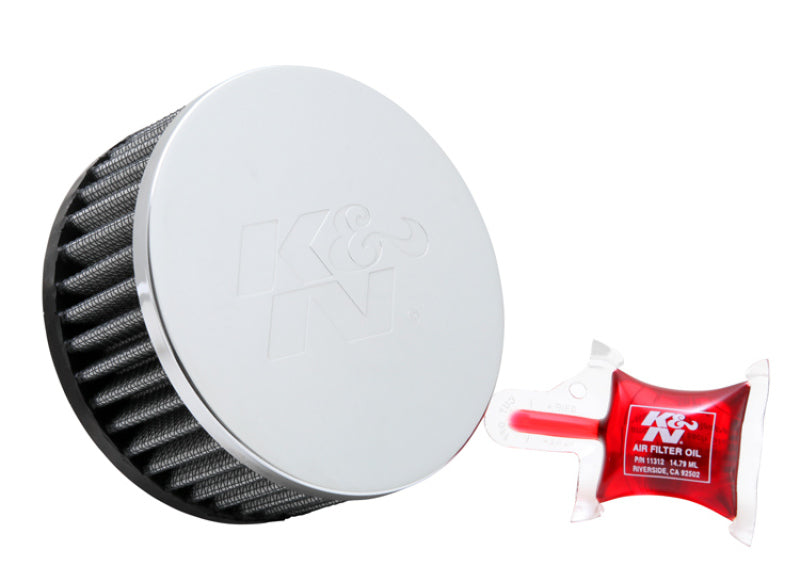 K&N Engineering RC-1950 Universal Chrome Air Filter - 2.5 Inch Outer Diameter, 2 Inch Height