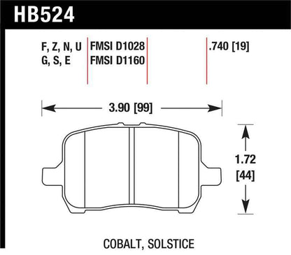 Hawk 05-07 Cobalt SS / 08-09 HHR / 04+ Malibu / 07A+ G5 GT / 06+ G6 / HPS Street Front Brake Pads