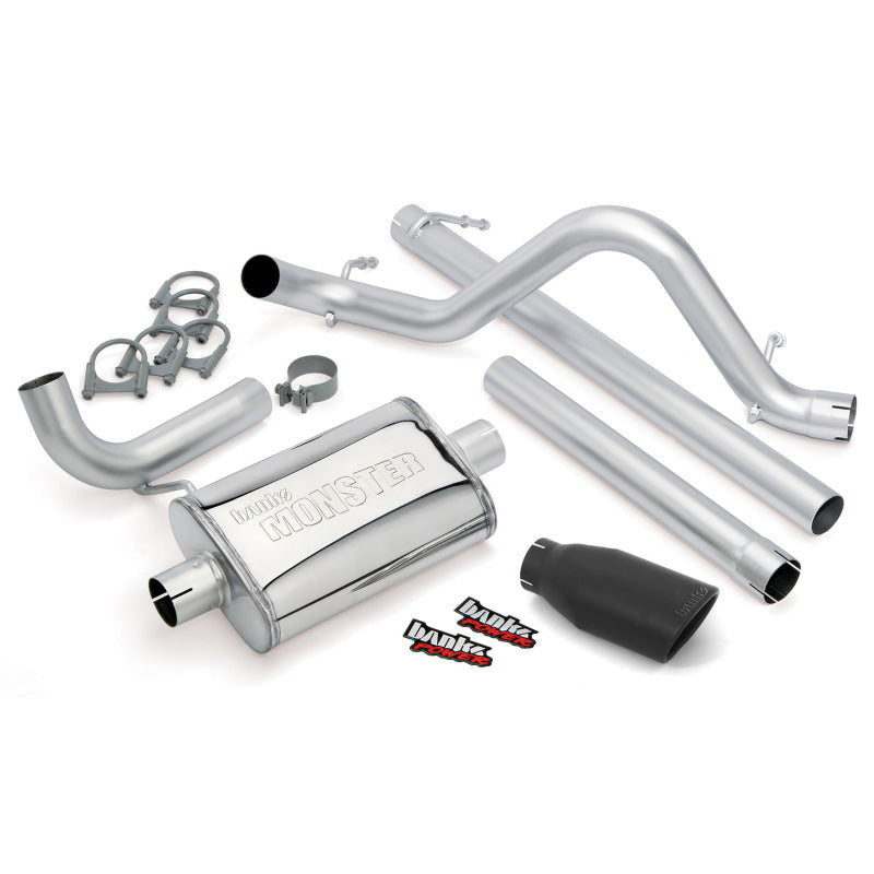 Banks Power 07-11 Jeep Wrangler 3.8L Monster Exhaust System with Black Tip - 2.5-Inch Stainless Mandrel-Bent Performance Muffler