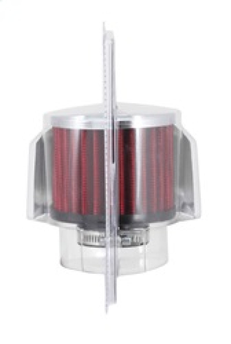 K&N Engineering 62-1513 Clamp-On Crankcase Vent Filter with Chrome Top and Deflector Shield
