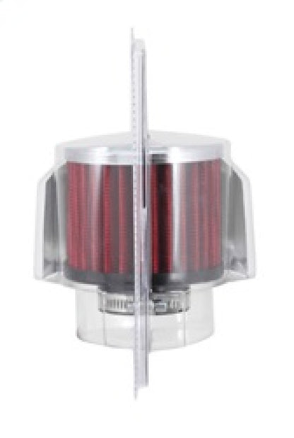 K&N Engineering 62-1513 Clamp-On Crankcase Vent Filter with Chrome Top and Deflector Shield