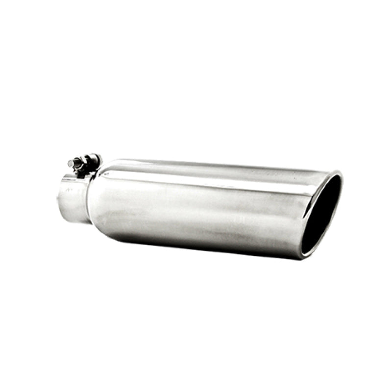 MBRP Universal Exhaust Tip - 3.5-inch Outlet, 2.25-inch Inlet, 12-inch Length, T304 Stainless Steel, Angled Cut Rolled End