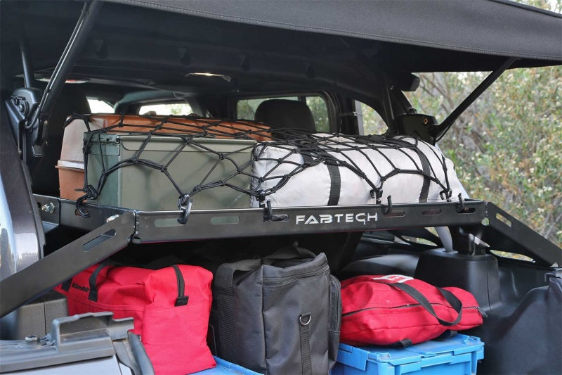 Fabtech 18-21 Jeep JL Interior Cargo Rack - Heavy Duty Steel Double Deck Storage Solution