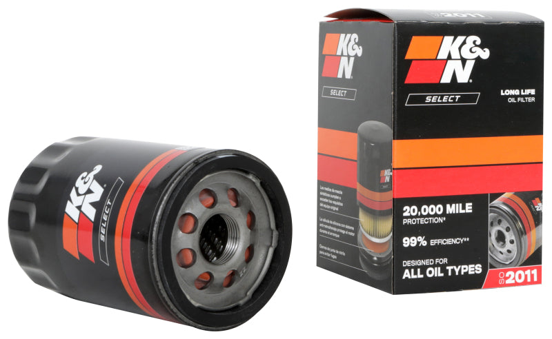K&N Engineering Part SO-2011 Select Oil Filter for Ford Mustang, Lincoln MKZ, Chevrolet Silverado 1500 – High-Flow Engine Protection