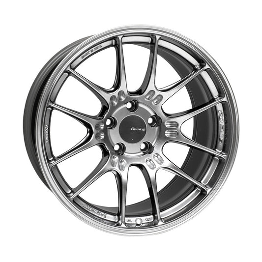 Enkei GTC02 18x9.5 Inch Hyper Silver Alloy Wheel with 5x114.3 Bolt Pattern and 15mm Offset