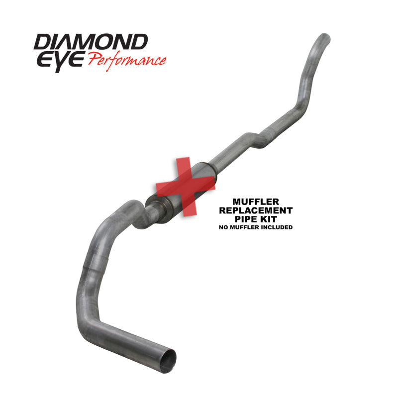 Diamond Eye Performance 4-Inch Exhaust System Kit for 1989-1993 Dodge 5.9L Cummins 2500/3500 - Single Aluminum Pipe Replacement