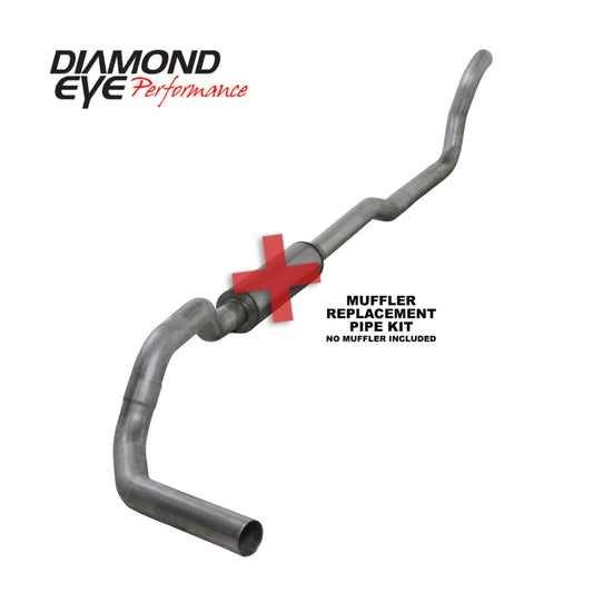 Diamond Eye Performance 4-Inch Exhaust System Kit for 1989-1993 Dodge 5.9L Cummins 2500/3500 - Single Aluminum Pipe Replacement