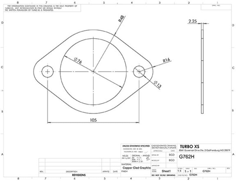 Turbo XS 2-Bolt High Temperature Exhaust Gasket for 3-inch ID Exhaust Systems