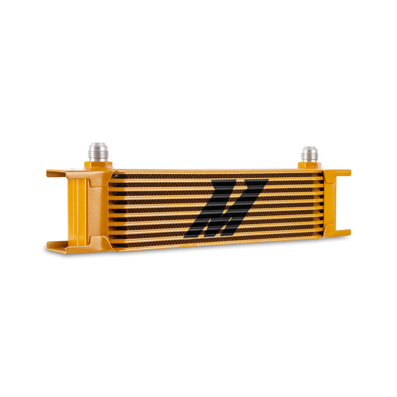 Mishimoto Universal 10-Row Oil Cooler - -8AN Fittings - Gold Finish