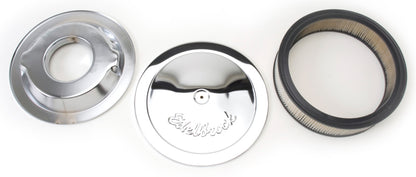 Edelbrock Part #1221 Triple Chrome Round Air Cleaner for 5-1/8" Carburetors