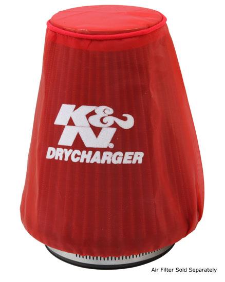K&N Engineering Red Drycharger 5.25in x 3in Round Tapered Air Filter Wrap for Polaris SL and SLT Models