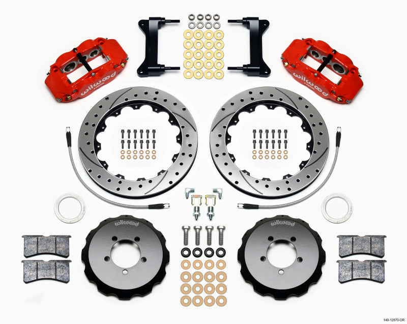 Wilwood Narrow Superlite 6R Front Hat Kit with Lines for 2012-Up Toyota and Subaru BRZ/Scion FR-S, 12.88-inch Rotor, Drill Red Finish