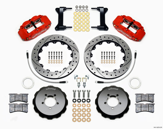 Wilwood Narrow Superlite 6R Front Hat Kit with Lines for 2012-Up Toyota and Subaru BRZ/Scion FR-S, 12.88-inch Rotor, Drill Red Finish