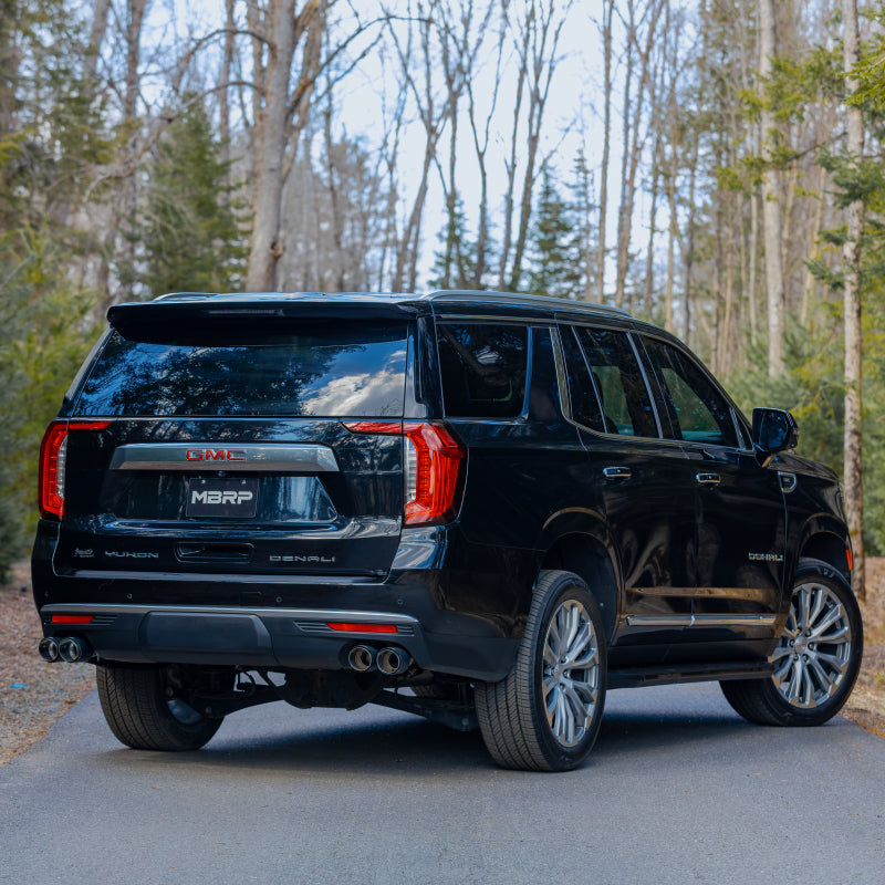 MBRP Armor Lite Series T304 Stainless Steel Dual Split Cat-Back Exhaust System with Quad Carbon Fiber Tips for Chevy Tahoe and GMC Yukon (Part #S50573CF)