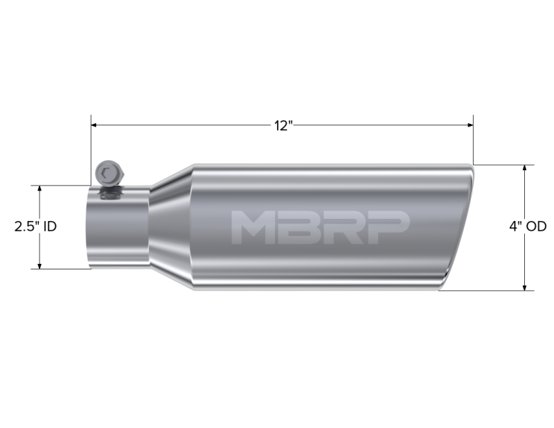 MBRP Universal 4-inch Exhaust Tip with 2.5-inch Inlet and Angled Rolled End – T304 Stainless Steel