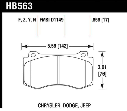 Hawk 2005-2014 Chrysler 300 C SRT8 6.1 HPS 5.0 Front Brake Pads