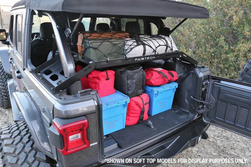 Fabtech 18-21 Jeep JL Interior Cargo Rack - Heavy Duty Steel Double Deck Storage Solution