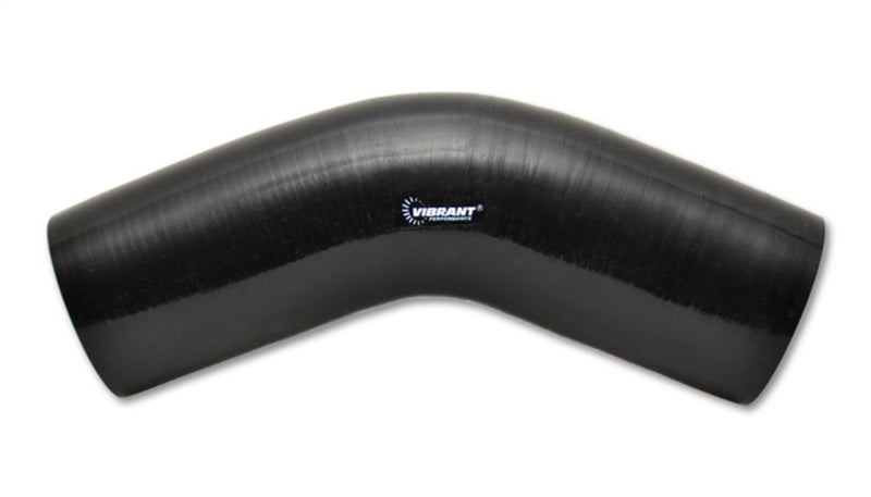 Vibrant 4 Ply Reinforced Silicone Elbow Connector - 5 inch ID x 4 inch Leg 45 Degree Black