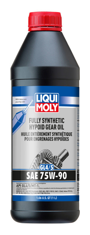 LIQUI MOLY 1L Fully Synthetic Hypoid Gear Oil 75W90 (Part #22090) for High-Performance Automotive Applications