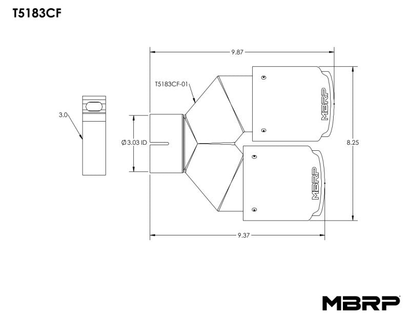 MBRP 3-inch Dual Wall Carbon Fiber Exhaust Tip with Dual Out - Right and Left Side Fit