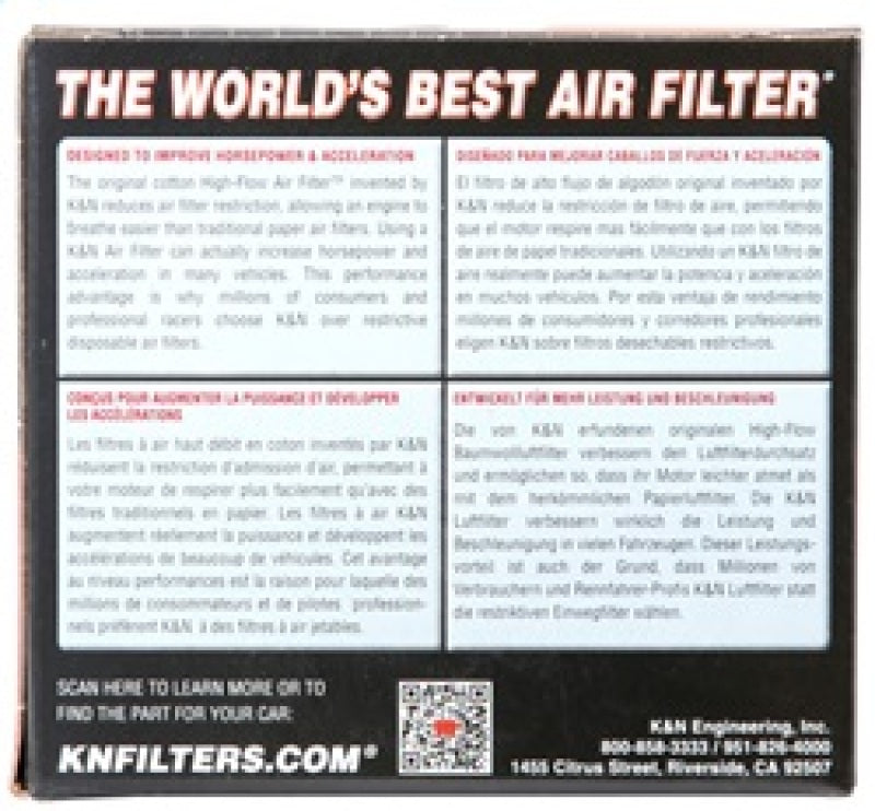 K&N Engineering Universal Rubber Air Filter with 2-Inch Flange – Model RU-2580