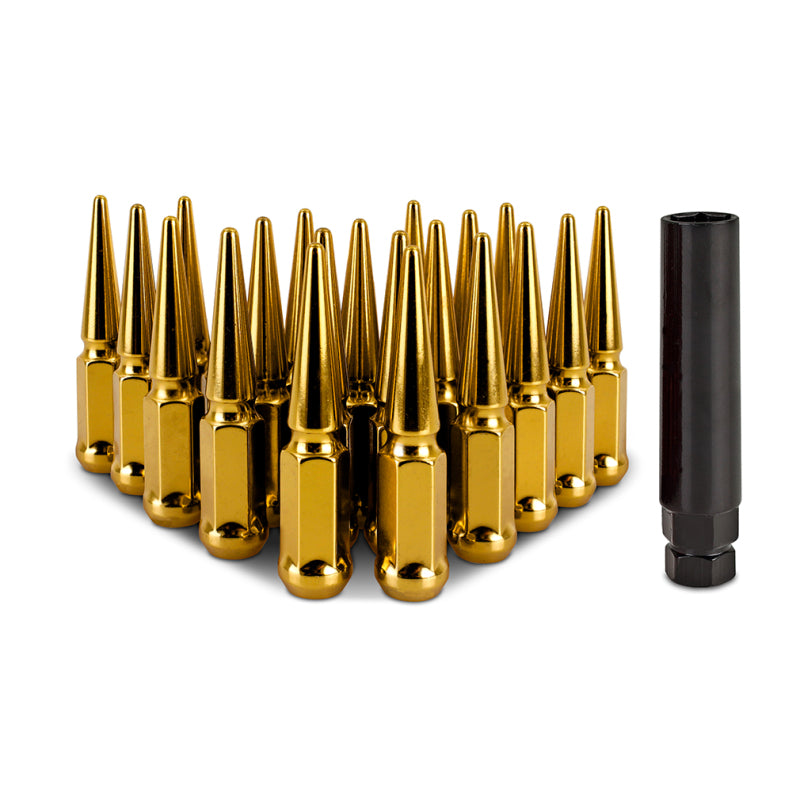 Mishimoto Steel Spiked Lug Nuts M12x1.5 20pc Set - Gold for BMW Z3