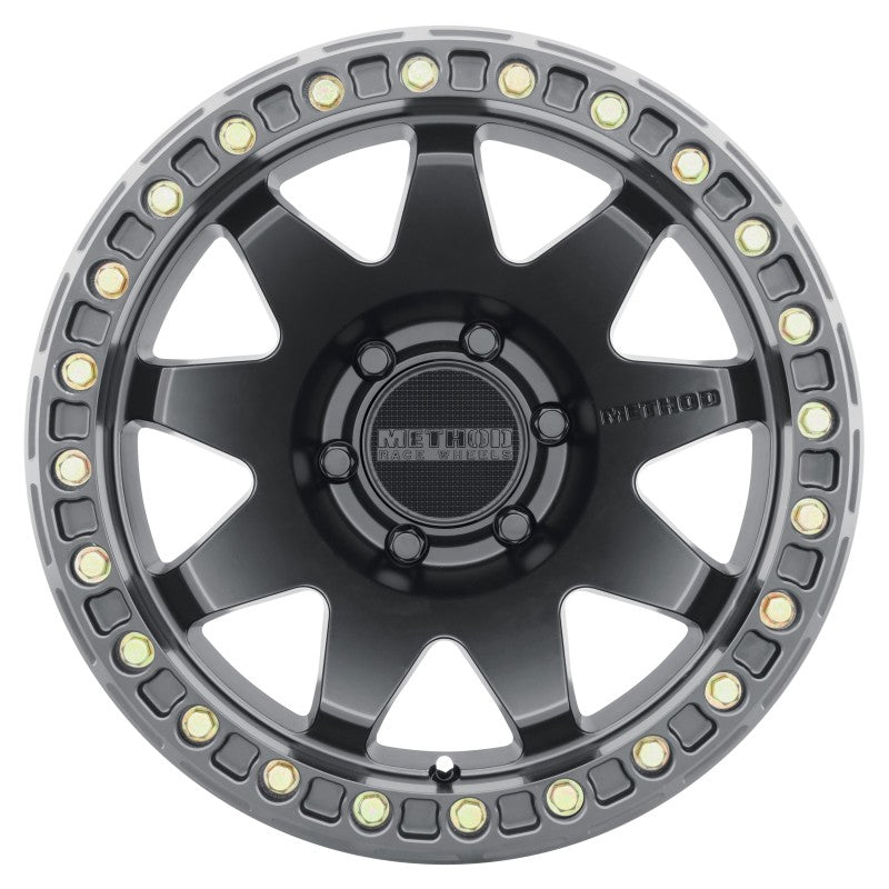 Method MR108 17x9 Inch Matte Black Beadlock Wheel with 6x5.5 Bolt Pattern and -44mm Offset