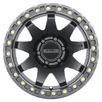 Method MR108 17x9 Inch Matte Black Beadlock Wheel with 6x5.5 Bolt Pattern and -44mm Offset