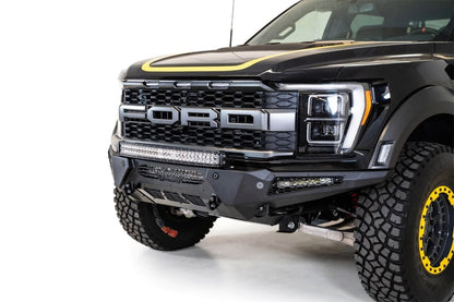 Addictive Desert Designs HoneyBadger Front Bumper for Ford Raptor 2021-2023 with Light Mounts and Satin Black Finish