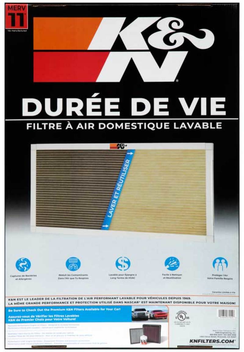 K&N Engineering 16 x 24 x 1 Washable and Reusable HVAC Air Filter - MERV 11 Performance