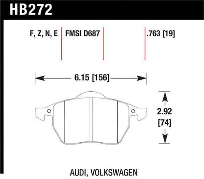 Hawk 00-06 Audi TT/00-06 TT Quattro 1.8L / 99-04 VW Golf GTI 2.8L Blue 9012 Race Front Brake Pads