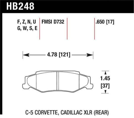 Hawk 2008-2009 Cadillac XLR Platinum HPS 5.0 Rear Brake Pads