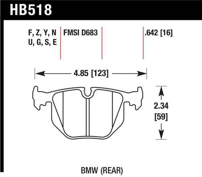 Hawk BMW 330CI/330I/330XI/525i/740i/754iL/M3/M5/X3/X5/Z4/Z8 / Range Rover HSE HT-10 Race Rear Brake