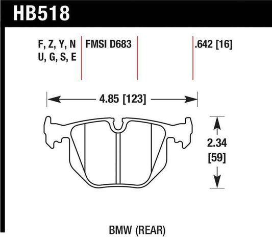 Hawk BMW 330CI/330I/330XI/525i/740i/754iL/M3/M5/X3/X5/Z4/Z8 / Range Rover HSE HT-10 Race Rear Brake