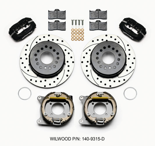 Wilwood Forged Dynalite P/S Rear Disc Brake Kit with Parking Brake - 12.19-inch Drilled Rotors and Four-Piston Calipers