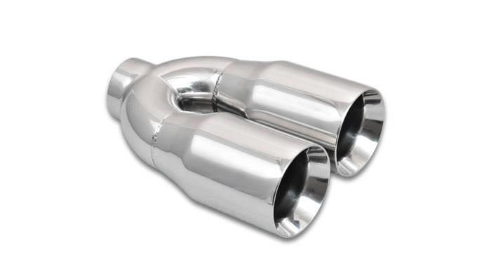 Vibrant 2.5-inch ID Dual 3.5-inch OD Round Stainless Steel Exhaust Tips (Double Wall, Straight Cut)