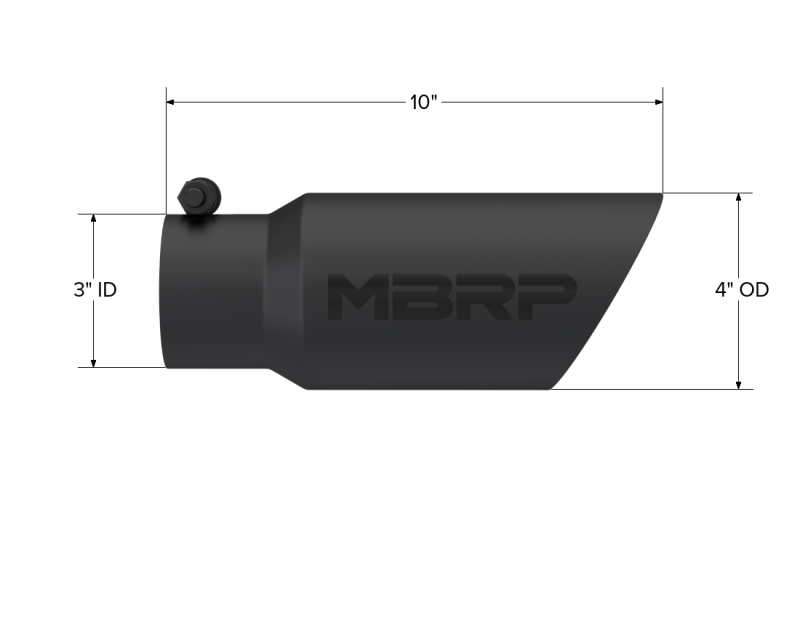 MBRP Universal Dual Wall Angled Exhaust Tip - 4 Inch OD, 3 Inch Inlet, 10 Inch Length, Black Coated Stainless Steel