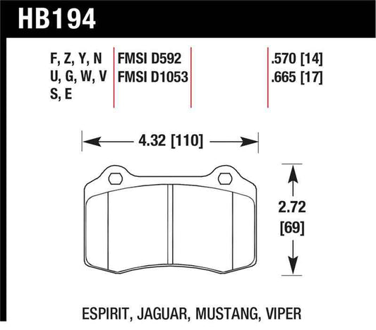 Hawk 2005-2005 Volvo S40 I HPS 5.0 Rear Brake Pads