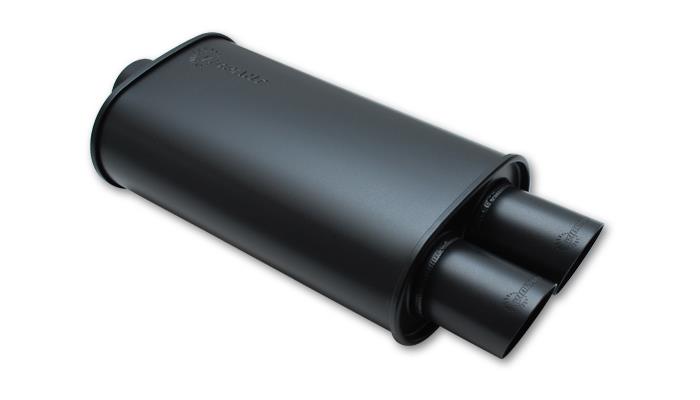 Vibrant StreetPower Flat Black Oval Muffler with Dual 3-inch Outlets – Part #1148