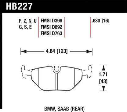 Hawk BMW 3/5/7 Series / M3 / Z3 / Z4  Race Blue 9012 Rear Brake Pads