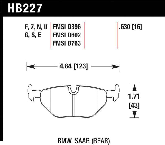 Hawk BMW 3/5/7 Series / M3 / Z3 / Z4  Race Blue 9012 Rear Brake Pads